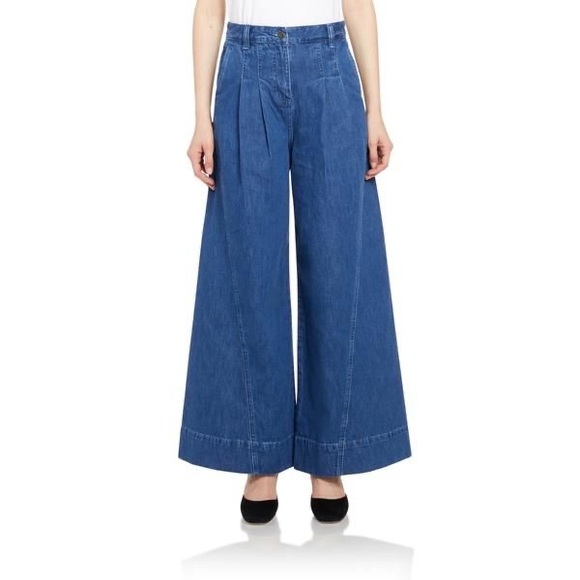 Ulla Johnson Denim Wide-Leg Jeans in Blue - Picture 2 of 15
